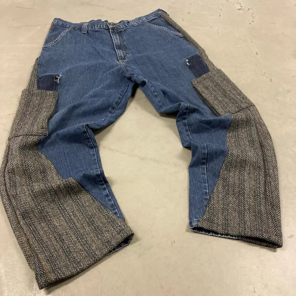 vintage y2k custom up cycled wrangler cargo jeans 34x30